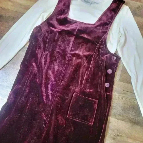 Vintage Y2K Studio Ease 2-Piece Velvet Maxi Burgundy Dress Size 6P - Picture 4 of 7